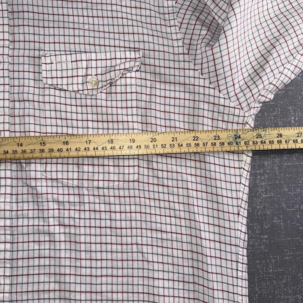 Vintage LL Bean Shirt Mens Large White Red Check Button Down Pocket USA 90s - Picture 7 of 10
